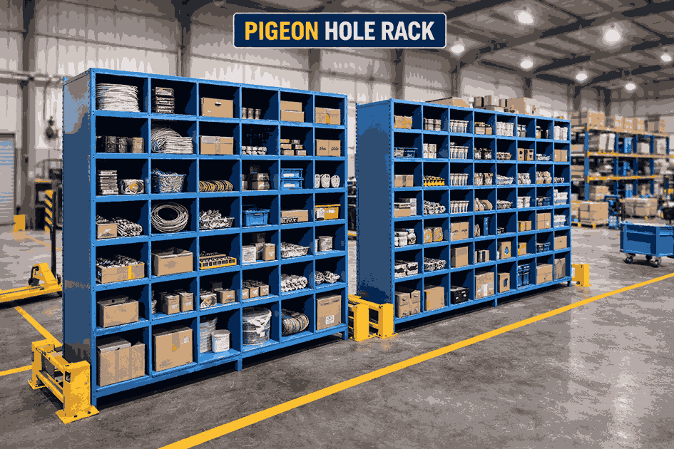 Pigeon hole rack for long items storage by RacksQ